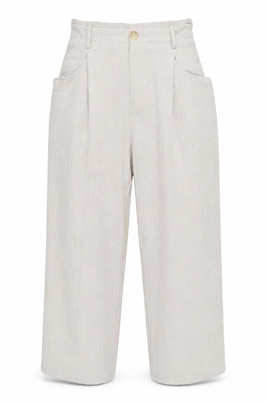 Womens UK Size M Zara Relaxed Fit Pleated Ivory Trousers
