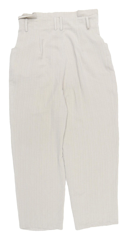 Womens UK Size M Zara Relaxed Fit Pleated Ivory Trousers