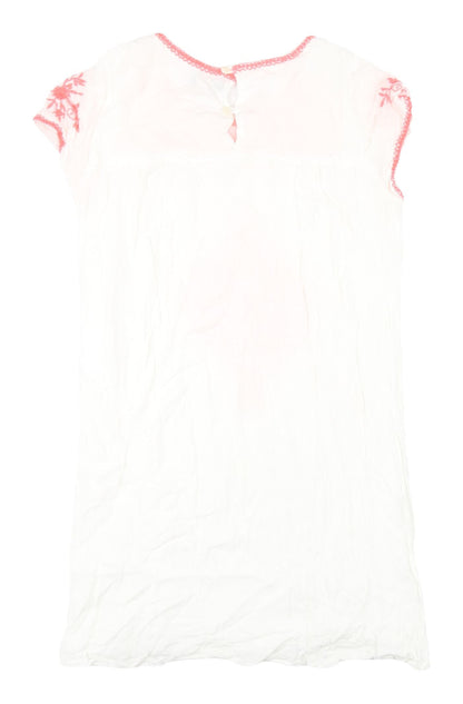 Dotti Women's White Embroidered Shift Dress Size 8