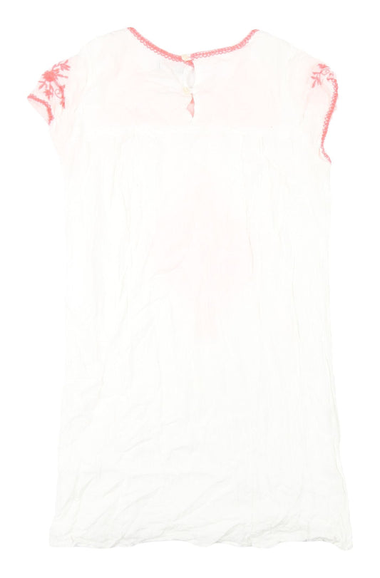 Dotti Women's White Embroidered Shift Dress Size 8