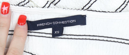 Womens UK Size XS French Connection White Cropped Blouse