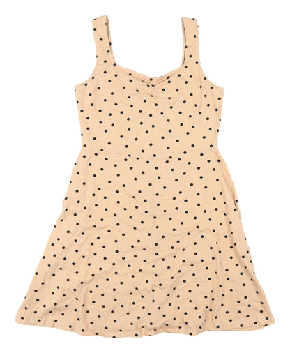Dorothy Perkins Women Beige Polka Dot A-Line Dress Size 12