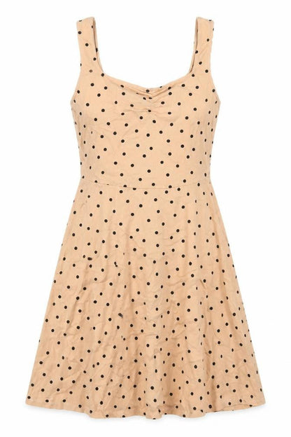 Dorothy Perkins Women Beige Polka Dot A-Line Dress Size 12