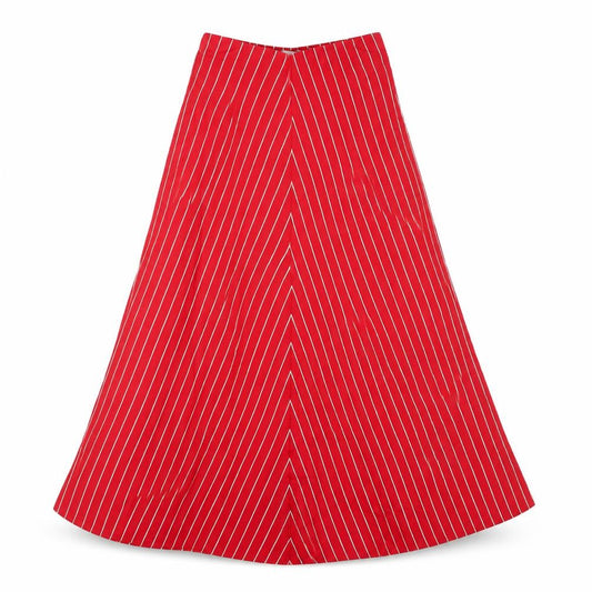 MNG Basics Women's Red Striped Flare Midi Skirt S