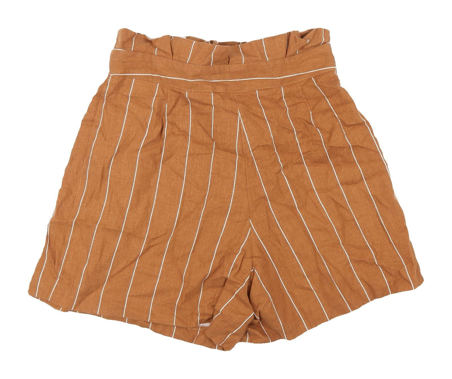 Miss Selfridge Women's Brown Striped Paperbag Shorts