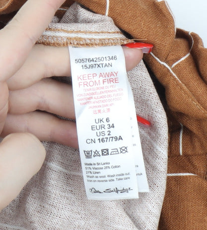 Miss Selfridge Women's Brown Striped Paperbag Shorts