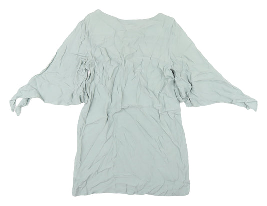 H&M Women's Green Dress Size 12 Flared Sleeve Casual