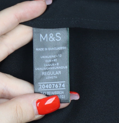 Womens UK Size 12 Marks and Spencer Black Basic Blouse