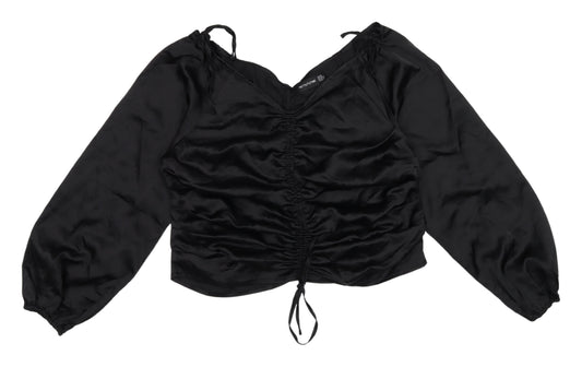 Womens UK Size 14 PRETTYLITTLETHING Black  Blouse