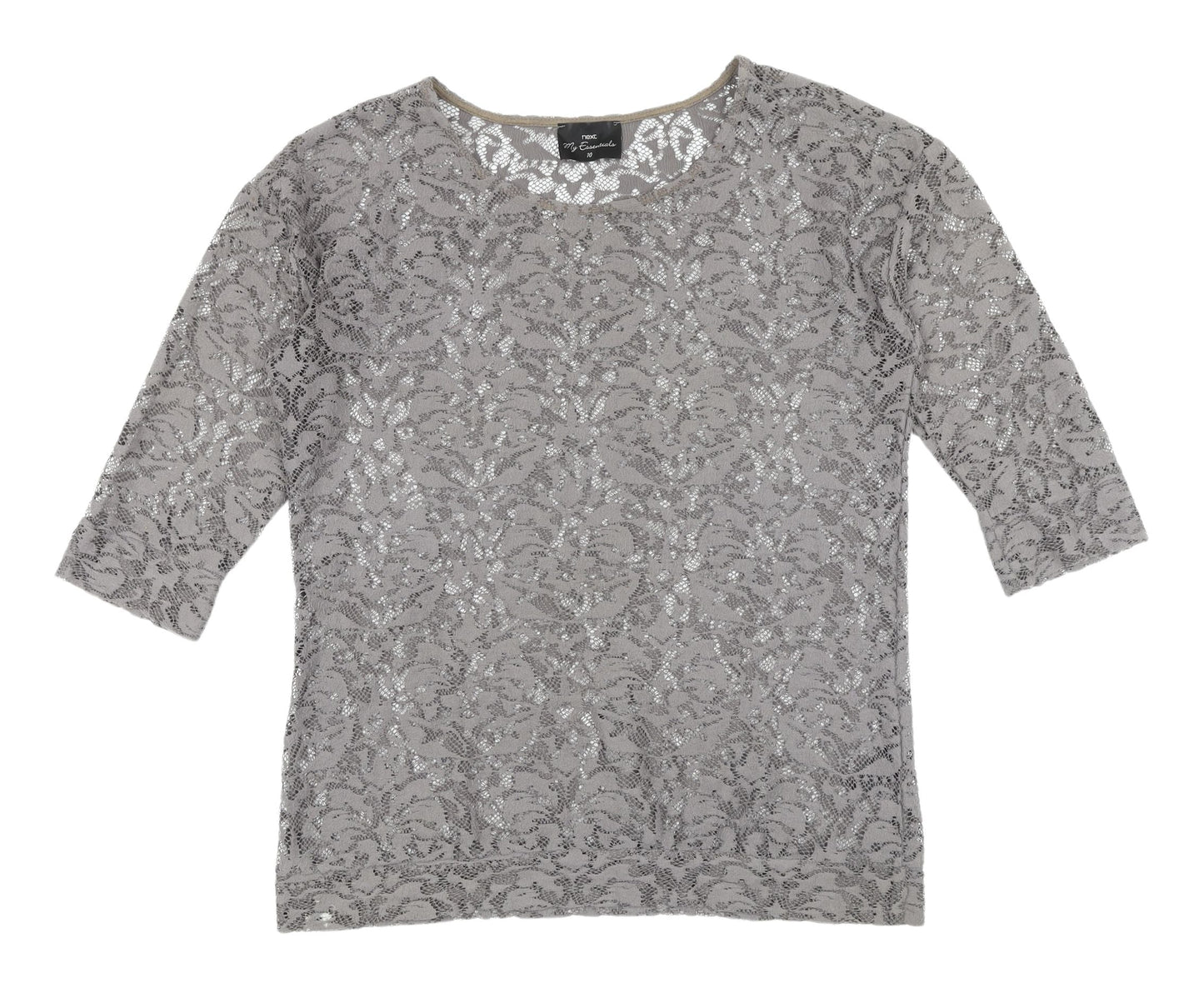 Womens UK Size 10 NEXT Grey Basic Blouse
