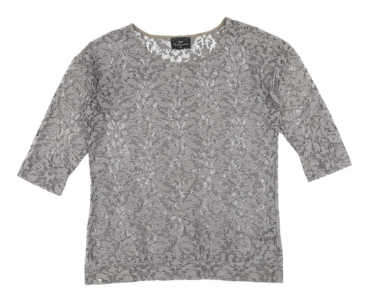 Womens UK Size 10 NEXT Grey Basic Blouse