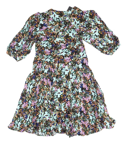 CREP Women's Floral Puff Sleeve Fit & Flare Dress L