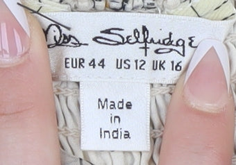 Miss Selfridge Women's Ivory Floral Dress Size 16