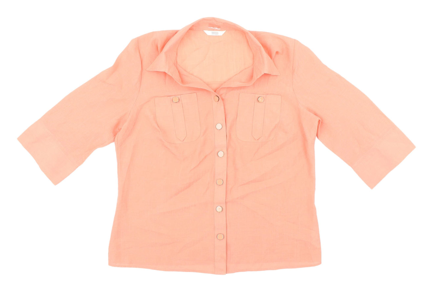 Womens UK Size 14 Marks and Spencer Orange Basic Button-Up