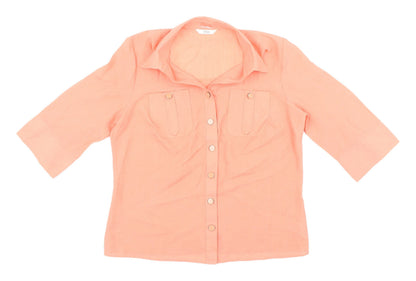 Womens UK Size 14 Marks and Spencer Orange Basic Button-Up