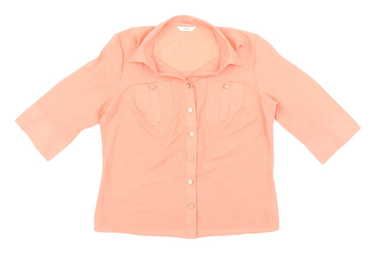 Womens UK Size 14 Marks and Spencer Orange Basic Button-Up