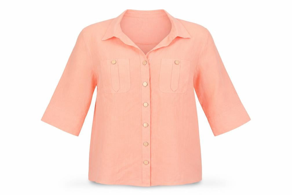 Womens UK Size 14 Marks and Spencer Orange Basic Button-Up