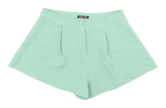 Boohoo Women's Green Pleated Shorts UK 16