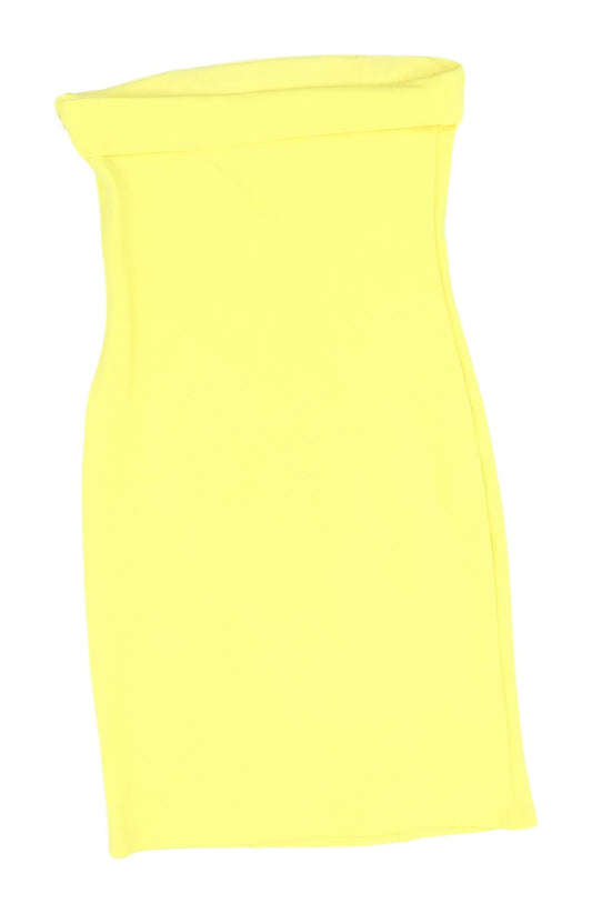 Bershka Women's Yellow Bodycon Dress XS