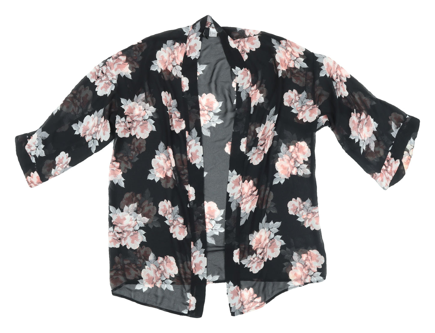 Womens UK Size S Divided Black Kimono Blouse