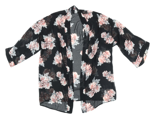 Womens UK Size S Divided Black Kimono Blouse