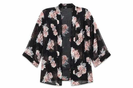Womens UK Size S Divided Black Kimono Blouse