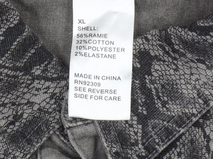 Diane Gilman Women's Grey Animal Print Jacket XL