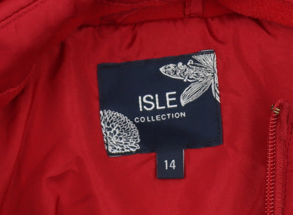 Womens UK Size 14 Isle Collection Red Quilted Coat