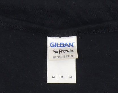 Mens UK Size M Gildan Black  T-Shirt