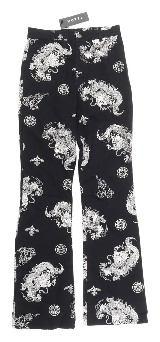 Motel Women's Black Flared Dragon Jeans XS