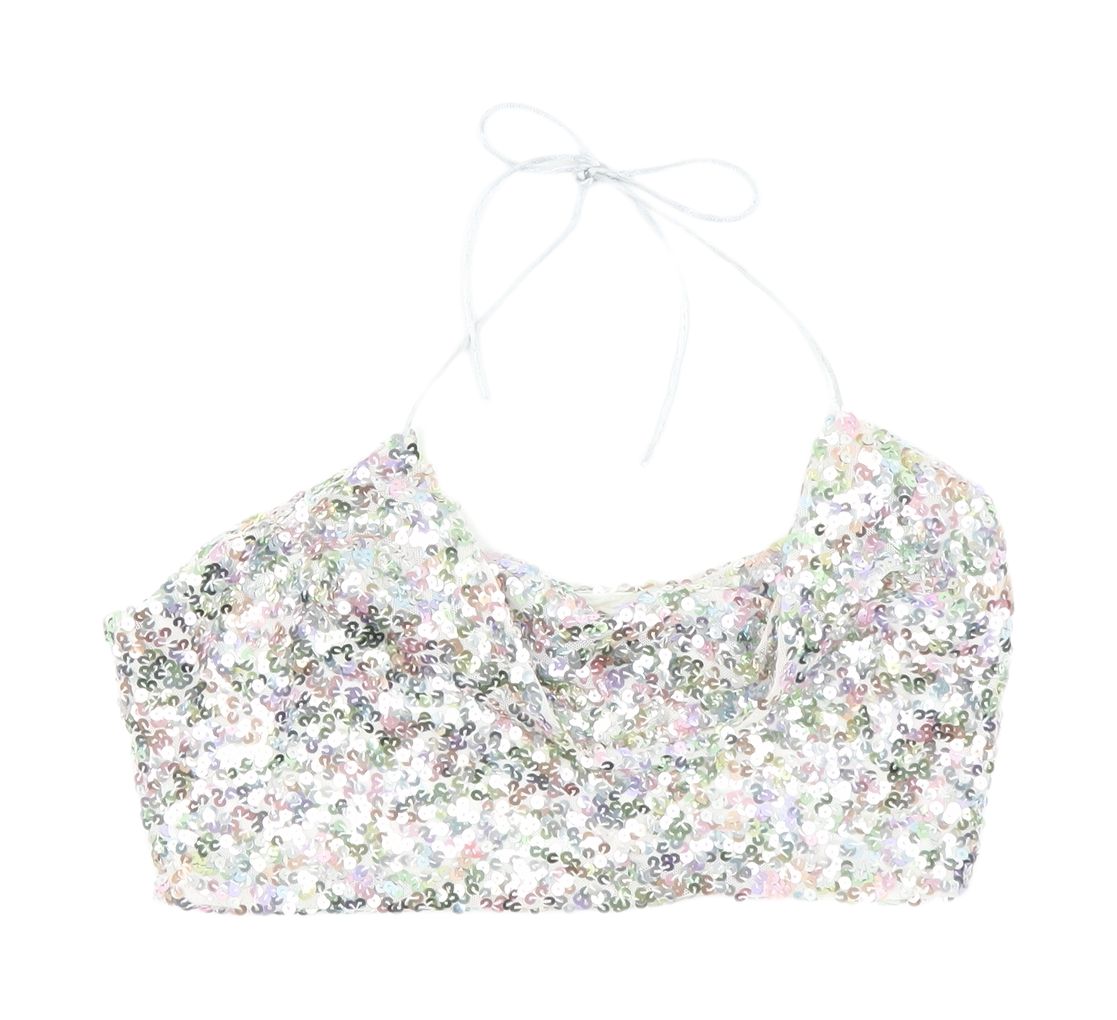 boohoo Women's Multicoloured Sequin Halter Camisole, Size 8
