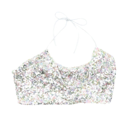 boohoo Women's Multicoloured Sequin Halter Camisole, Size 8