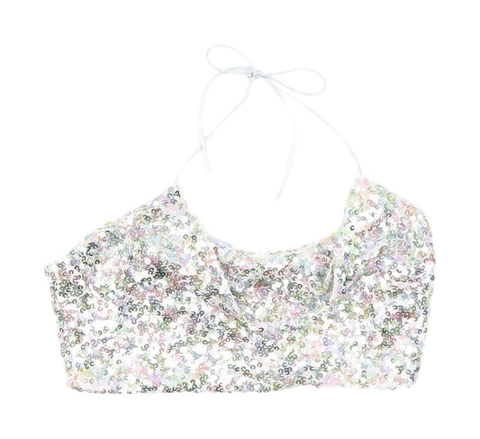 boohoo Women's Multicoloured Sequin Halter Camisole, Size 8