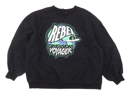 H&M Divided Women's Black Pullover Graphic Sweatshirt L