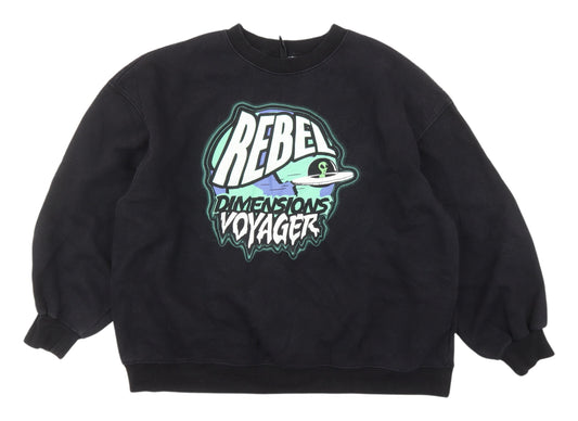 H&M Divided Women's Black Pullover Graphic Sweatshirt L