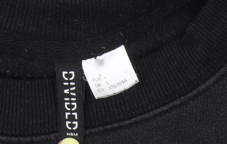 H&M Divided Women's Black Pullover Graphic Sweatshirt L