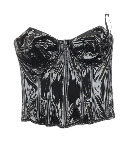 Womens UK Size 2 PRETTYLITTLETHING Black Camisole Blouse