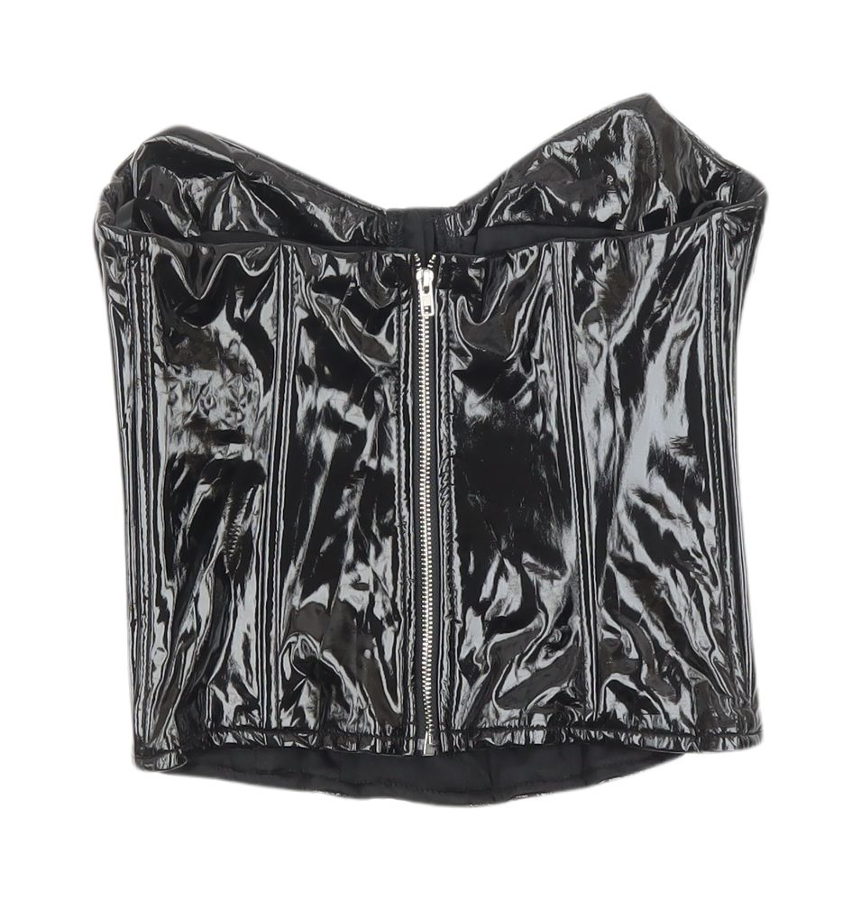 Womens UK Size 2 PRETTYLITTLETHING Black Camisole Blouse