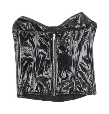 Womens UK Size 2 PRETTYLITTLETHING Black Camisole Blouse