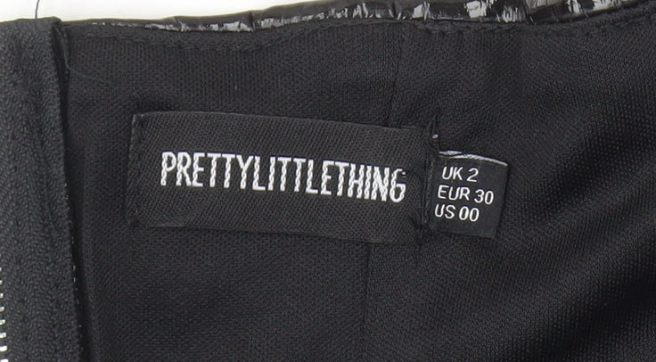 Womens UK Size 2 PRETTYLITTLETHING Black Camisole Blouse