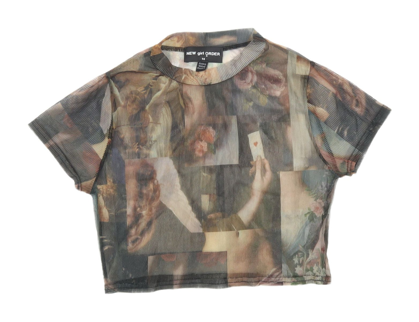 Womens UK Size 14 NEW girl ORDER Multicoloured Cropped T-Shirt