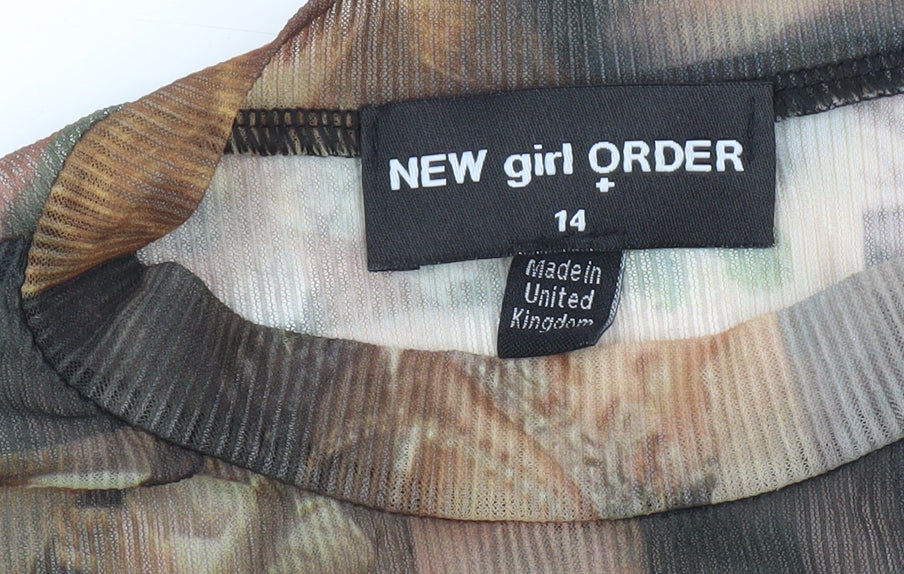 Womens UK Size 14 NEW girl ORDER Multicoloured Cropped T-Shirt