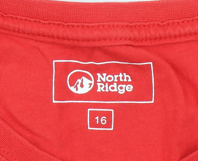 North Ridge Women's Red Basic T-Shirt Size 16