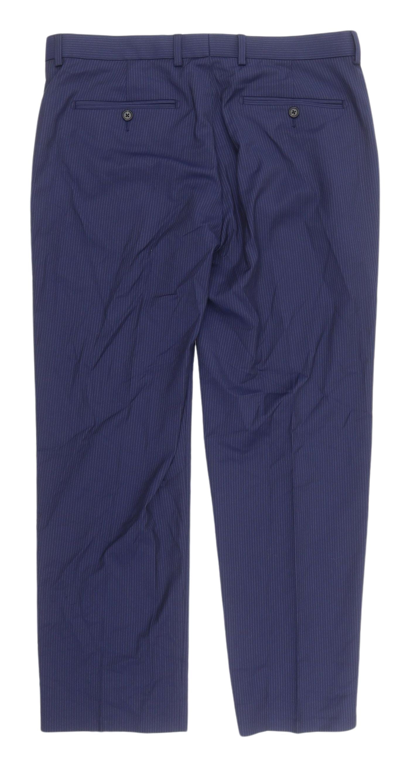 Marks & Spencer Men's Blue Striped Dress Pants 34