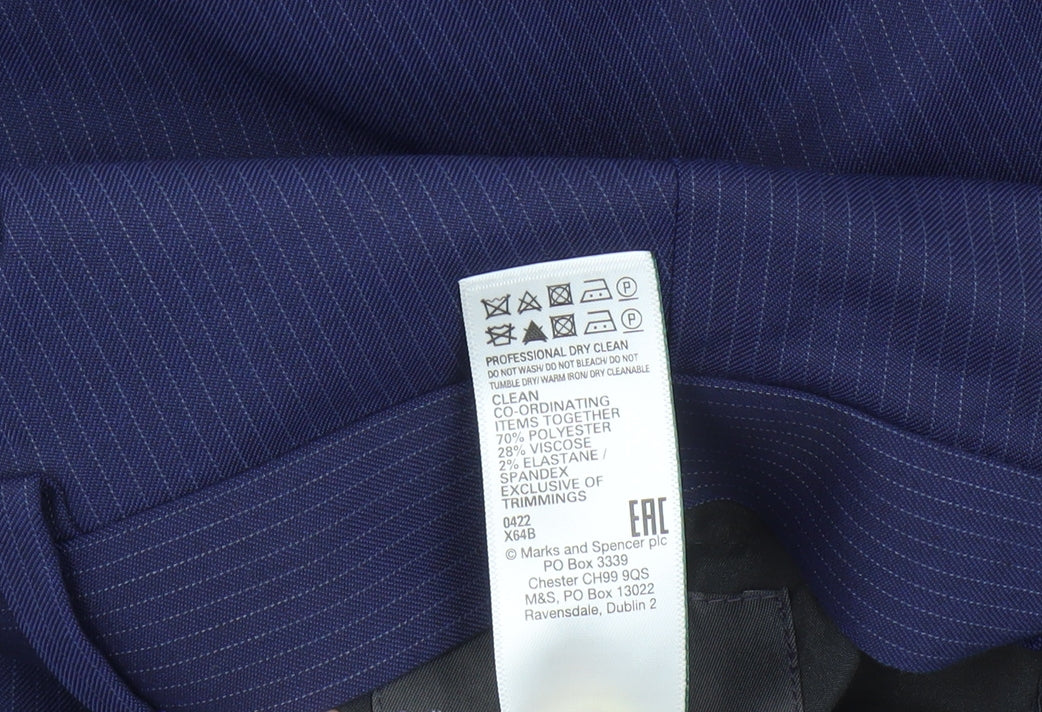 Marks & Spencer Men's Blue Striped Dress Pants 34