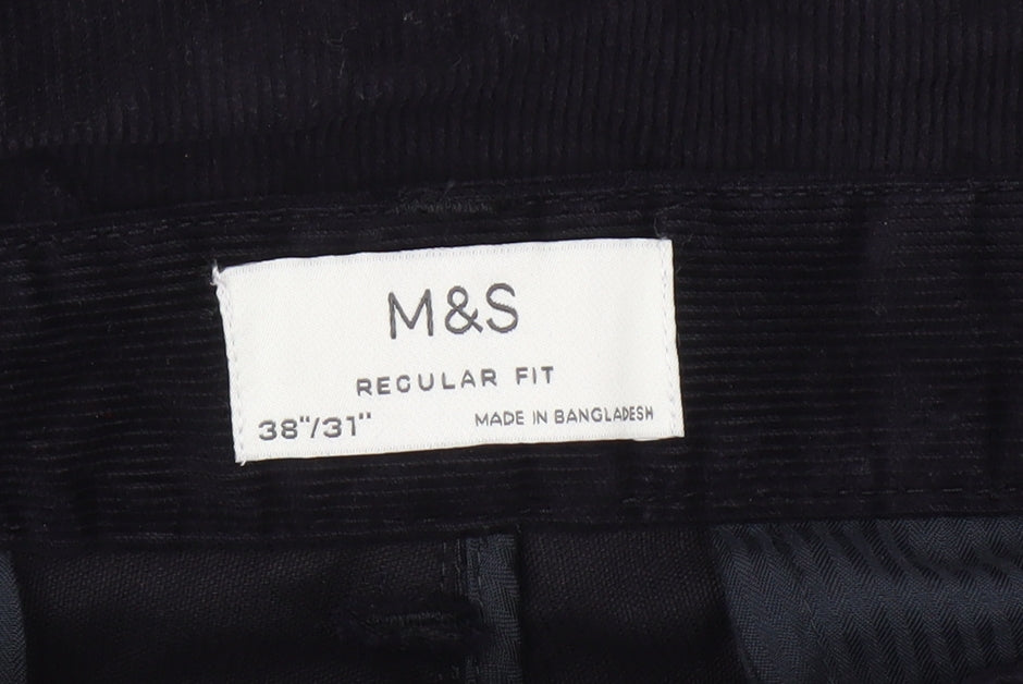 Marks and Spencer Men's Black Corduroy Trousers