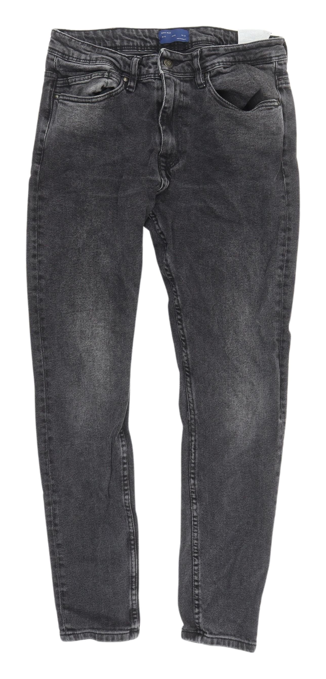 Zara Man Slim Fit Black Denim Jeans, Size 14