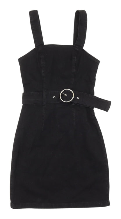 Denim Co Women's Black Pinafore Dress, UK 8