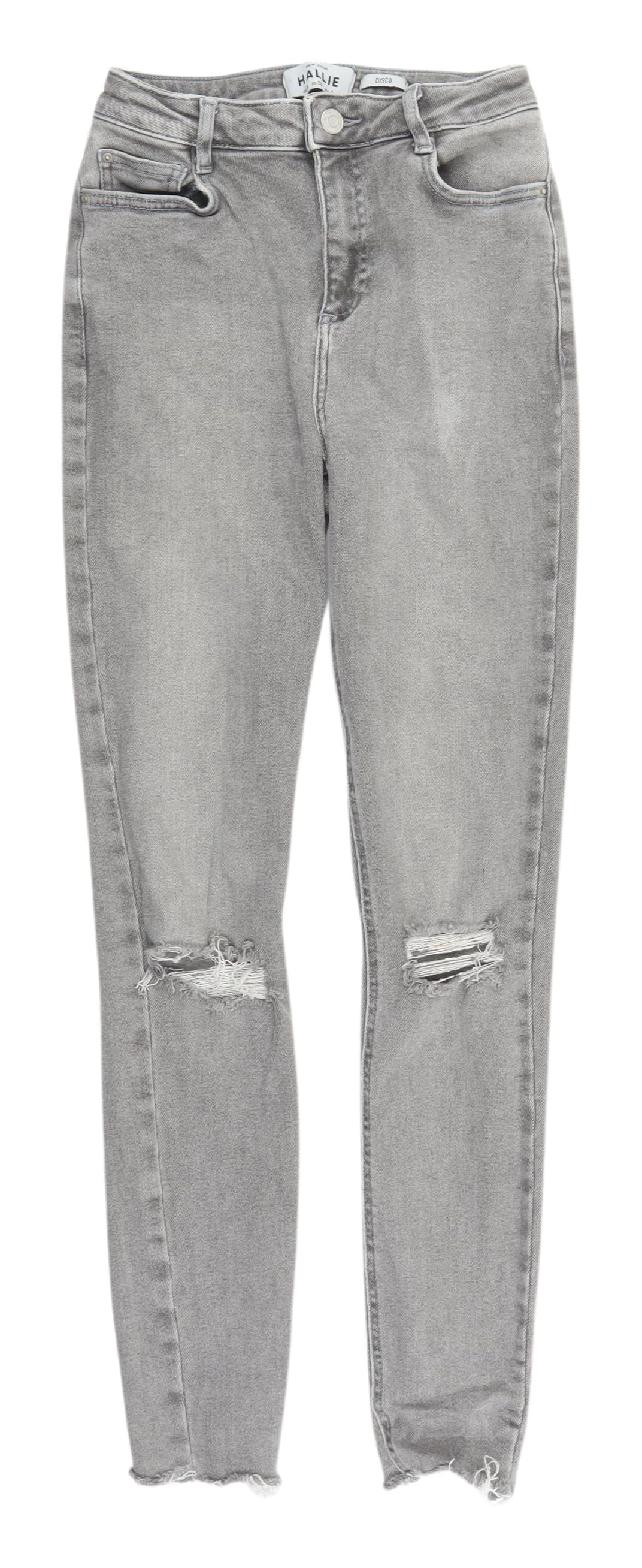 New Look Women's Grey Skinny Jeans, Size 8, Distressed, Mid Rise