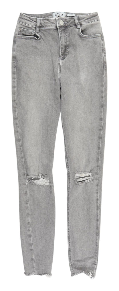 New Look Women's Grey Skinny Jeans, Size 8, Distressed, Mid Rise
